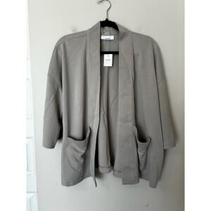 J.Jill Women's Soft Sisal Sand Washed Open Kimono Cardigan Beige Gray Size Large